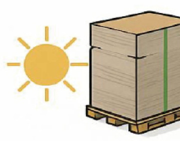 Pakkaukset suojataan suoralta auringonvalolta